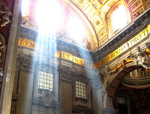 Beams of light illuminating the sanctuary of St. Peters Basilica, taken on my trip through Rome.